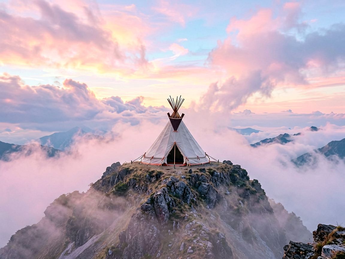 Tipi na szczycie wysokiej góry – symbol snu.