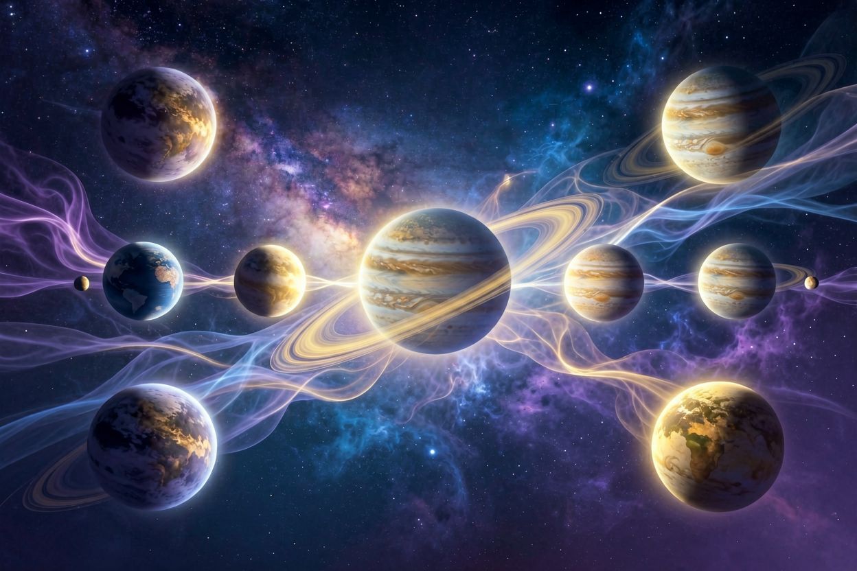 Układ planet w astrologicznym śnie o przyszłości.