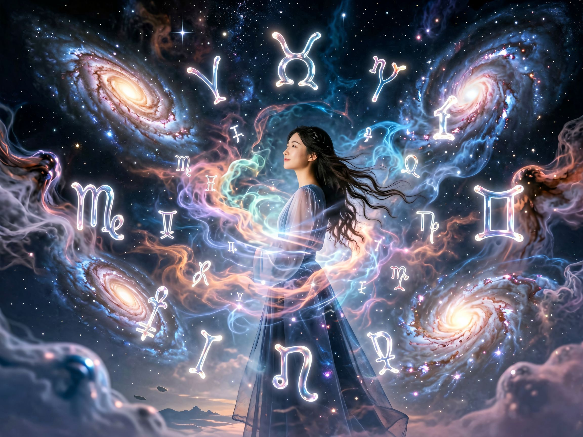 Symbol astrologii na tle nocnego nieba z gwiazdami