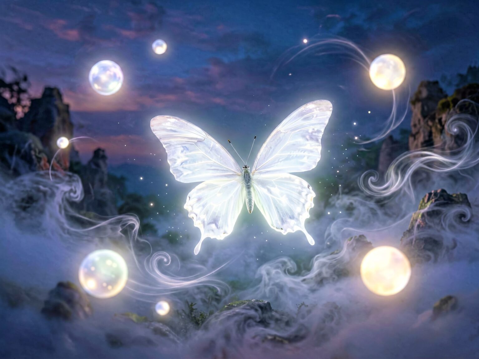 Biały motyl na tle nieba – symbol snów i znaczeń
