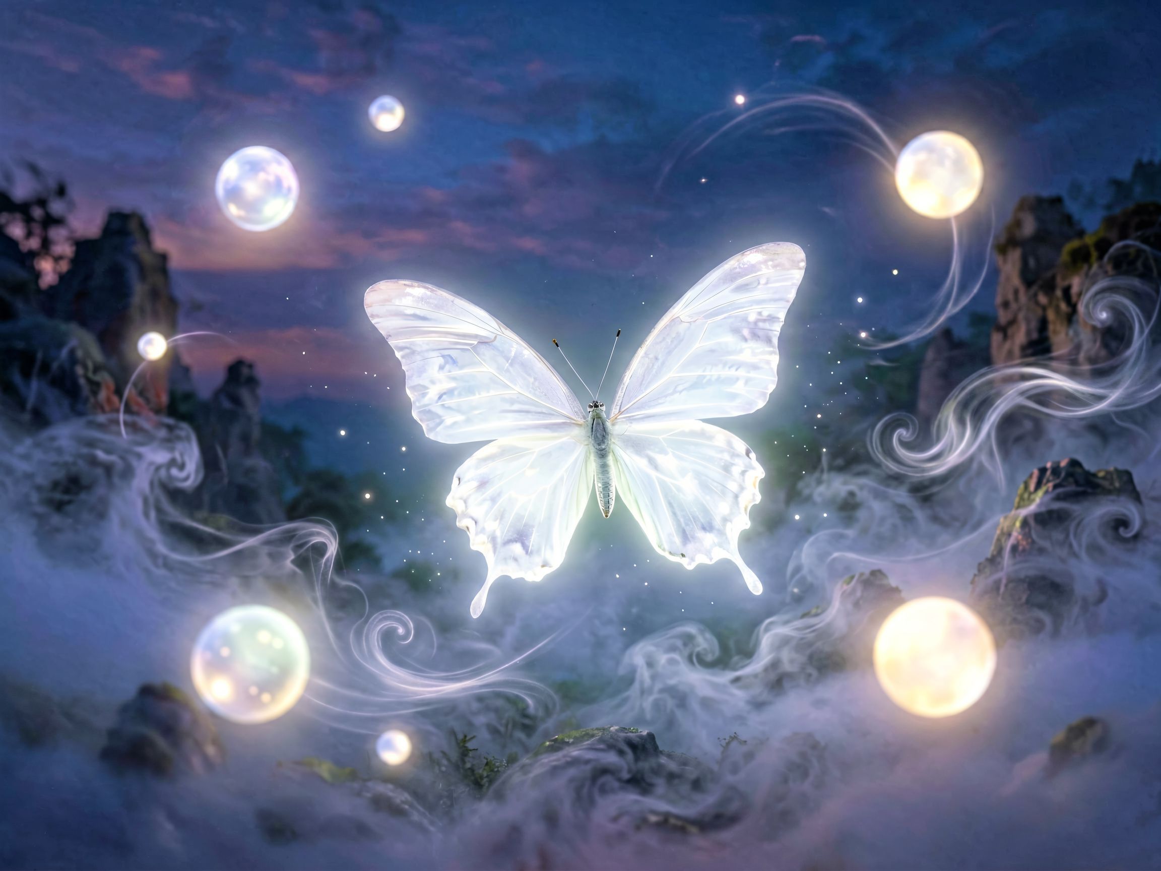 Biały motyl na tle nieba – symbol snów i znaczeń