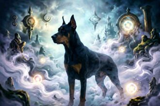 Doberman w nocnym śnie symbolizujący ochronę i lojalność
