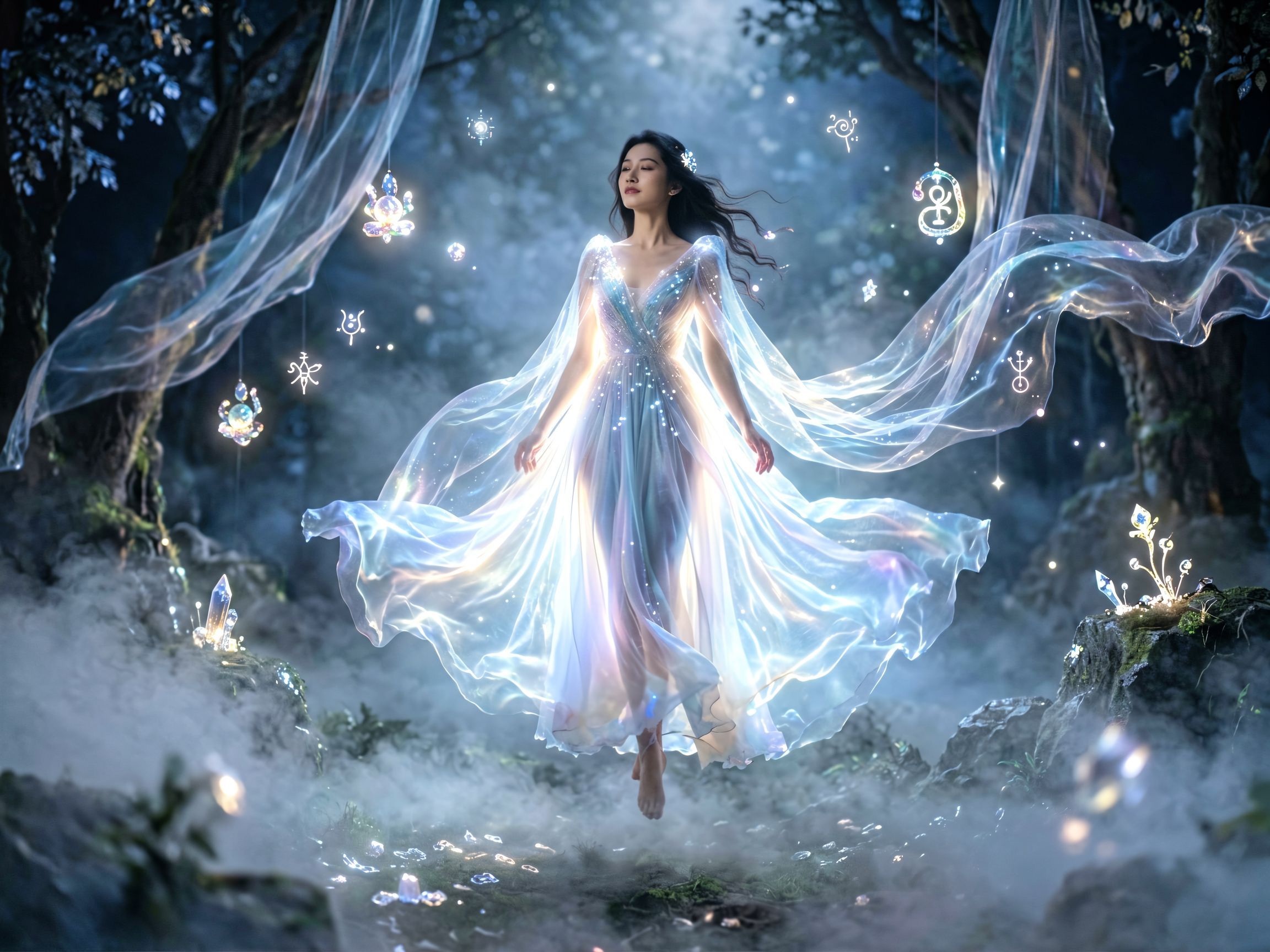 Kobieta w eleganckiej sukni wieczorowej na tle cityscape