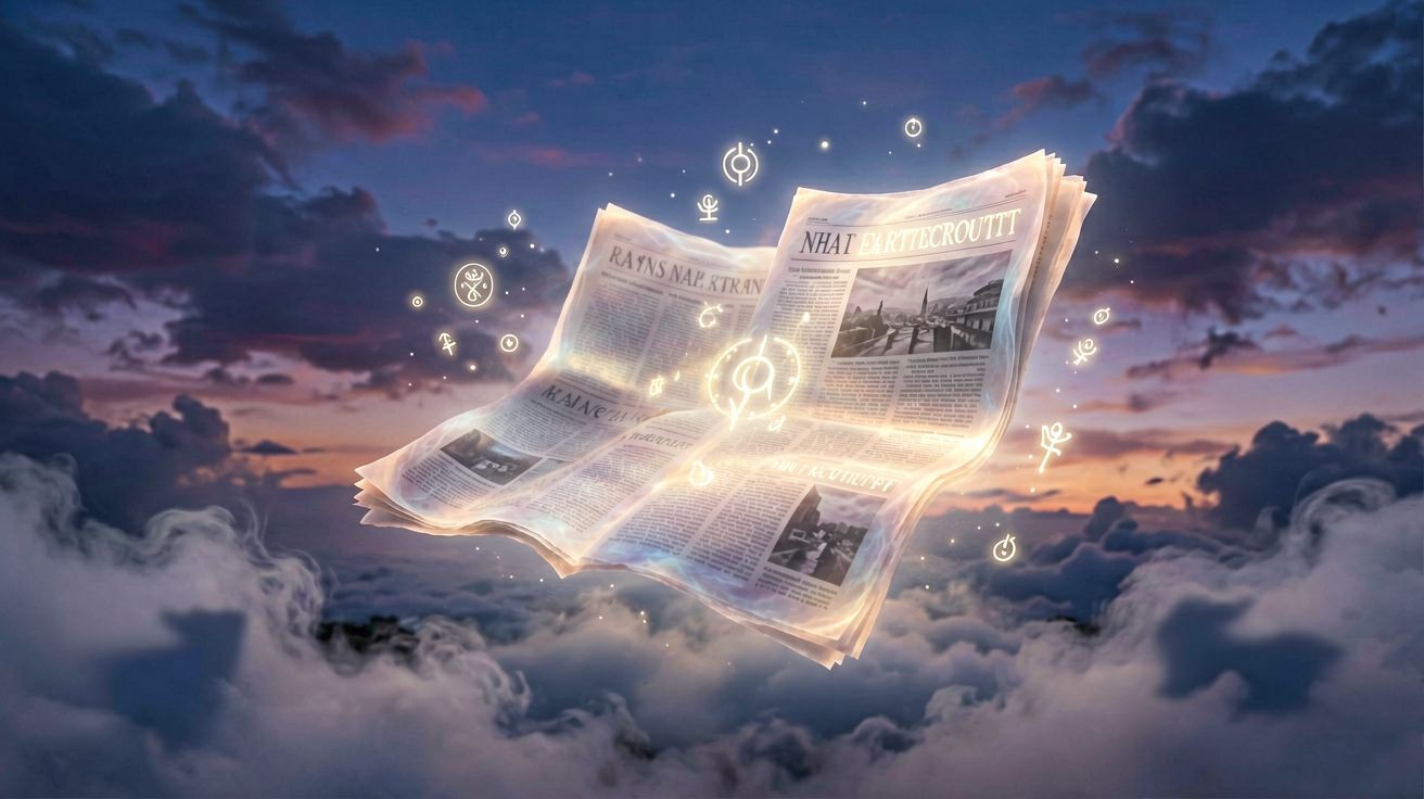 Sen o nagłówku na pierwszej stronie gazety, symbol znaczenia.